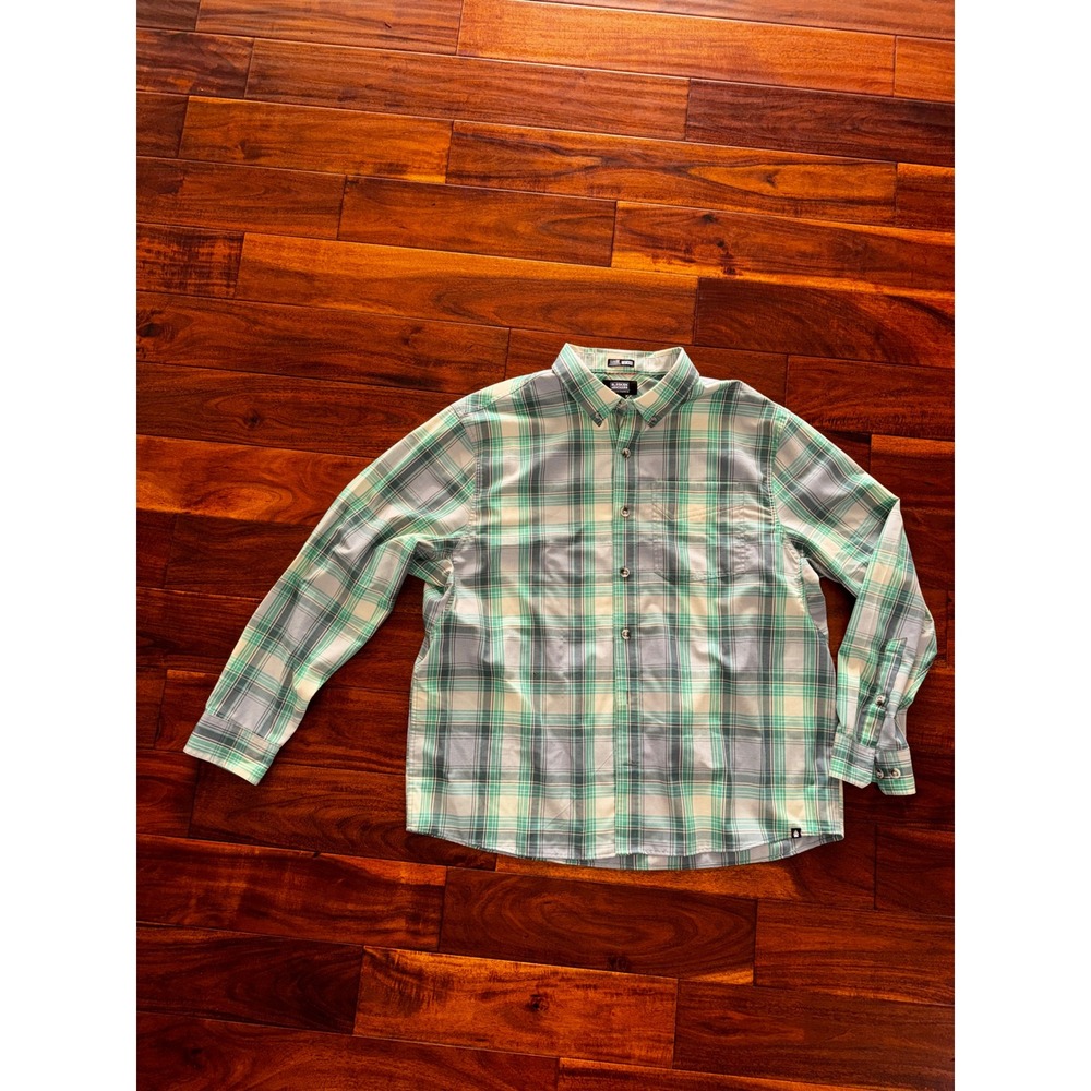 Alaskan Hardgear Duluth Mens XL Green Plaid Untucked Button Down Shirt Excellent